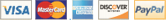 We Accept Visa, MasterCard, American Express, Discover, and PayPal